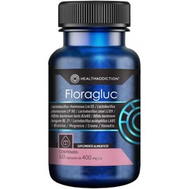 HEALTHADDICTION - Floragluc Probióticos y Prebióticos - Apoyo Digestivo y Metabólico - Con Biotina, Magnesio, Cromo y Vanadio - Equilibrio Nutricional - 60 Cápsulas de Alta Calidad