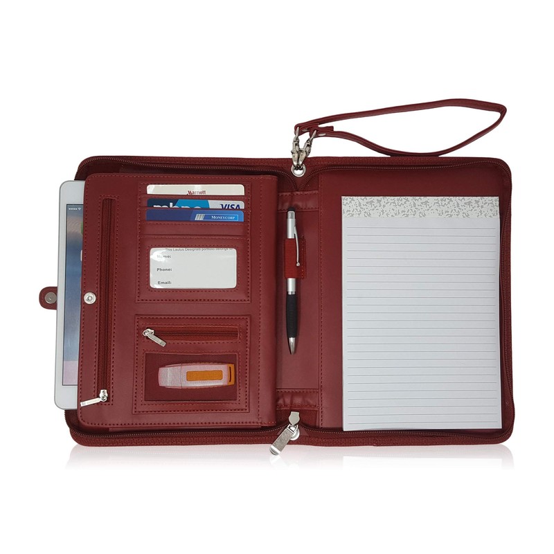 Zippered Portfolio Binder with Junior Legal 5x8 Notepad - Burgundy