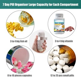 FOREVERIE Cute 7 Day Pill Organizer, Airtight Travel Pill Box Organiser, Moisture Proof Weekly Pill Case, Biodegradable Pill Dispenser, Portable Daily Pill Planner for Outdoor Travel Camping