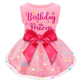 Dog Birthday Dress Dog Dress with Bowknot Tulle Birthday Princess Pet Clothes for Small Medium Large Dogs Girls Boys Cats Outfit Apparel