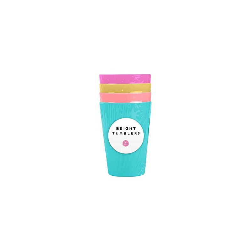 LR Supplies 4 Plastic Tumblers Reusable Beaker Cup Travel Camp