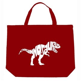Large Word Art Tote Bag - Tyrannosaurus rex - Red