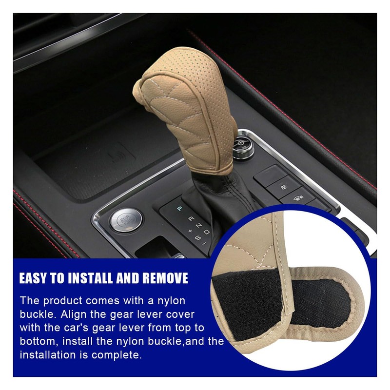 LAINLOY Car Gear Shift Knob Cover, Leather Protector Sleeve for