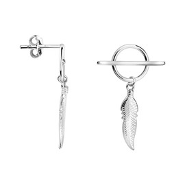 SOFIA MILANI - Women's Earrings 925 Silver - Feather Circle Earrings, Sterling Silver, No Gemstone
