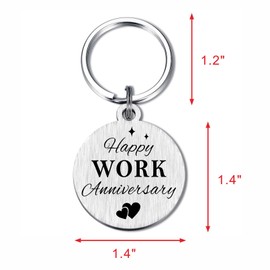 Alotozo Happy Work Anniversary Keychain - Unique Thank You Work Anniversary Present - Motivational Quote for Employee Appreciation Gifts