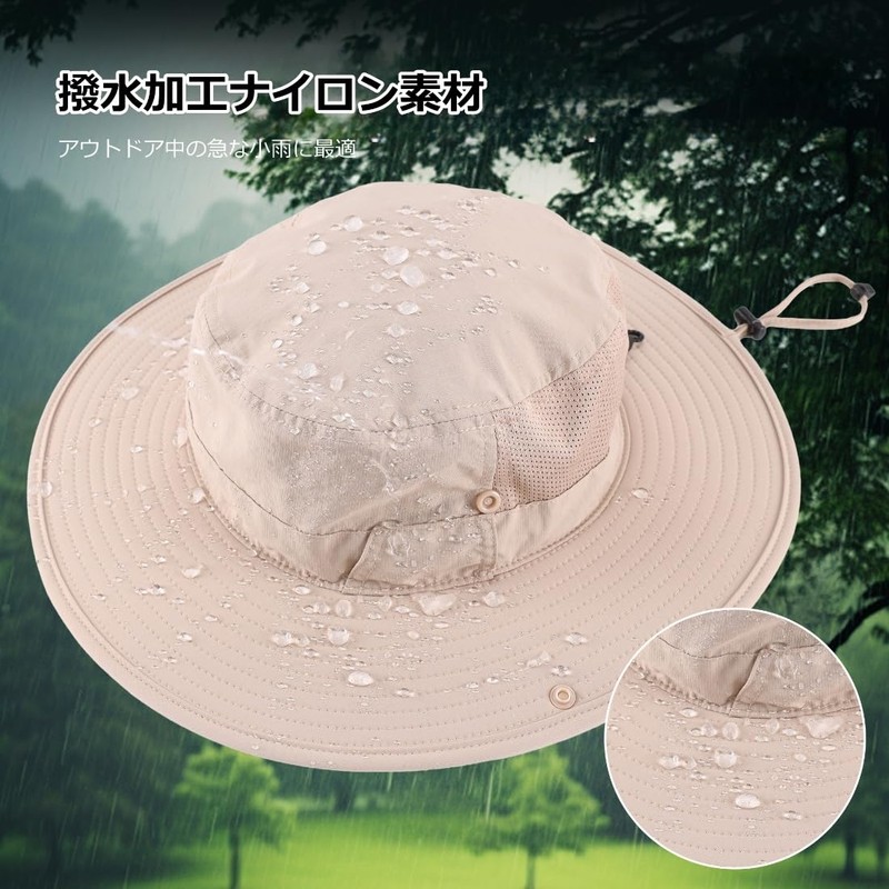 [Connectyle] ユニセックス UPF 50+ つば広 日よけ帽子 通気性よい サファリハット 釣り帽子 ブーニーハット