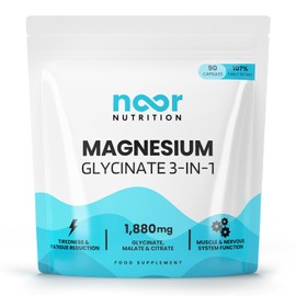 Magnesium Glycinate 3-in-1 High Strength Complex - 1880mg Supplements as Bisglycinate, Malate & Citrate, 400mg Elemental Magnesium - 90 Vegan Capsules - Zero Fillers, Gluten-Free, UK Made
