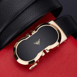 VANNANBA Belt for Men, Leather Ratchet Belts with Automatic Slide Buckle for Gift Box