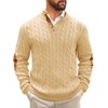 Runcati Mens Cable Knitted Pullover Sweater Casual Stand Collar Winter