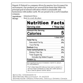 PROUDLY CANADIAN Organic N Natural | Chives 100% Natural | 30gm