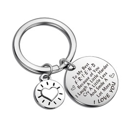 ASANHAO Bestie Birthday Keychain, Friendship Gift for Women And Men, I Love You Gift for Best Friends, Cousin, And Wedding - Stainless Steel Keychain