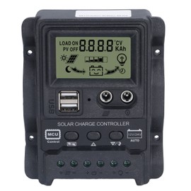 Dual USB Solar Charge Controller ABS LCD Display PWM Charging Controllers Light Control 12V24V10A 130W 260W