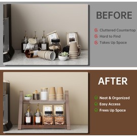 NiHome Foldable Coffee Bar Organizer Rack (Amber)