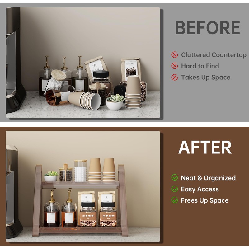 NiHome Foldable Coffee Bar Organizer Rack (Amber)