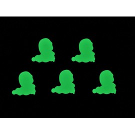 GLOW WORMS ~ Glow In The Dark Vinyl Waterproof Luminescent Stickers ~ Set of 5 ~ for Wall Décor Ceiling Bedroom Child Playroom Basement Bright Luminous Green Stars Shining Retro Vehicle