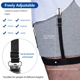 KOXXIAMOQ Pack of 2 Men's Shirt Holders, Shirt Holder, Shirt Holder, Elastic Garter with Non-Slip Clips, Shirt Garters Shirt Holders for Men and Women, black