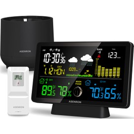 Weather Station with Rain Gauge, Home Weather Stations Wireless Indoor Outdoor with Rain Gauge, Thermometer, Barometric Pressure, Humidity Monitor, At
