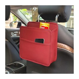 Zpana Car Seat Back Organizer, Leather Multipurpose Hanging Vehicle Backseat Headrest Storage Bag, Automotive Pouch Pocket Organizer for Kids & Adults, Universal for Truck SUV Sedan (Red)