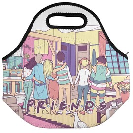 Friends Drawn Apartment Soft Neoprene Lunch Bag, Lightweight, Insulated, Reusable for School, Work, Office