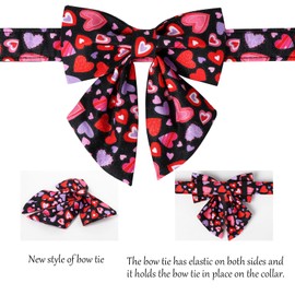 Lionet Paws Valentines Dog Collar Bowtie, Dog Sailor Bow Collar Metal Buckle for Dogs, Adjustable Fabric Black Dogs Collars Girl, S, Neck 10-16 in