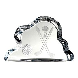 Paperweight - Golf Etched - Glass - Home Décor - Handmade - Desk or Tabletop Ornament - Beautifully Designed - by Barski - Made in Europe