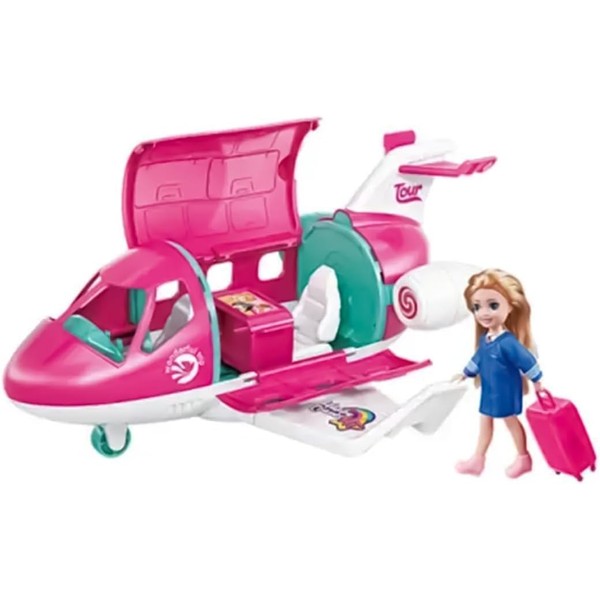 MIXEL Airplane Toys Set With Fashion Doll For Kids, Vibrant
