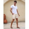 PLEPAN Mens 5 Inch Linen Shorts - Casual Elastic Waist