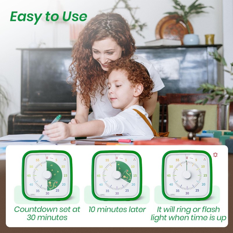 Yunbaoit Visual Timer with Protective Case, Dinosaur Disk 60 Minute