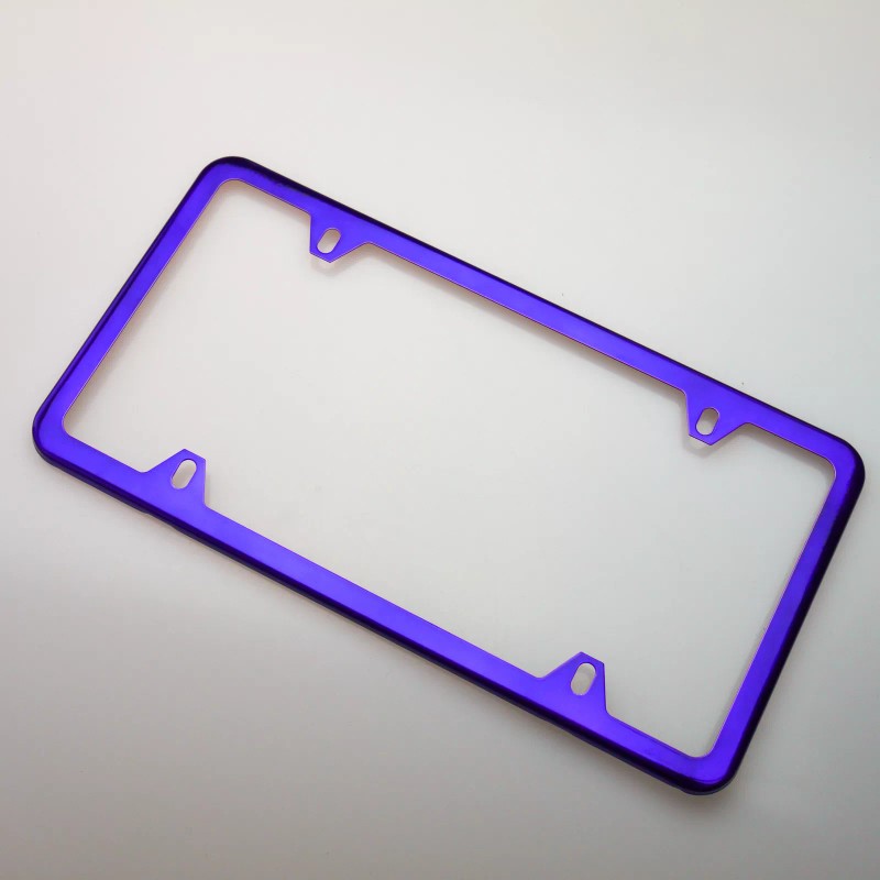 MotorVehicleParts 4Hole Slim Powder Coated Candy Purple Stainless Steel License