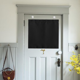 NICETOWN Black Blackout Door Curtains for Classroom Privacy, Small Window Curtains for Bathroom, Energy Saving French Door Shade for Home Office Living Room Kitchen, 24W x 18L Inch, 1 Panel