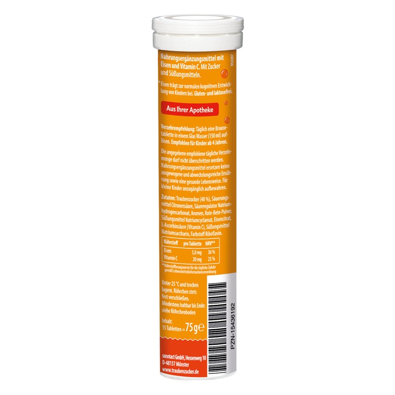intact Schlaufuchs Effervescent (15 Pieces) with Orange Flavour, Effervescent Tablets