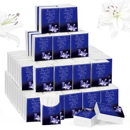 Fumete 100 Packs Memorial Facial Tissues Those We Love Don't Go Away Inspirational Poem Pocket Tissues 3 Ply Tissue Napkins Packs Funerals Wedding Supplies for Family Relatives, 700 Sheets (Blue)