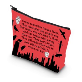 WSNANG Six Crows Inspired Gift Book Lover Cosmetic Bag Kaz Inez and Jasper Fans Zipper Pouch Bookish Gift Shadow and Bone Gift (Crows bag)