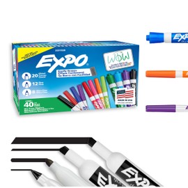 EXPO Dry Erase Markers Ultimate Pack, Chisel, Fine, Ultra Fine, Mixed Tips, Assorted Colors, 40 Count