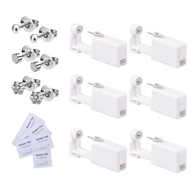 Voarge Pack of 6 Ear Piercing Gun, Disposable Sterile Safety Ear Nose Piercing Gun Kit, Painless Self-Piercing Tool with Ear Stud Asepsis Piercing Kit, Stainless Steel