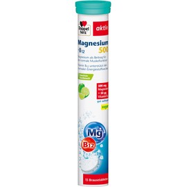 Doppelherz Magnesium 500 + B12 - with Magnesium & Vitamin B12 to Support Normal Muscle Function - Vegan - 15 Effervescent Tablets with Lime Flavour