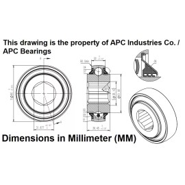 APC Premium 210PPB20 AG Bearing 1-1/4" Hex Bore w/Triple-LIP Seals for JD# AH219987