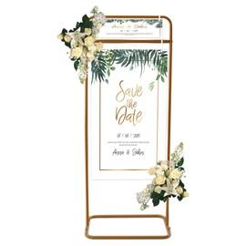 Wedding Sign Stand, 4.9 Feet Tall Easel Stand for Wedding Poster, Welcome Sign Frame Seating Chart Frame, Guest List Directory Geometric Stand, Wedding Sign Floral Ceremony Decorations, Reception