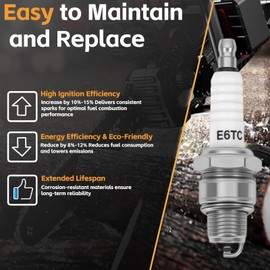 AZXX E6TC Spark Plug 2 Pack, BP6HS Spark Plug for Predator 79cc Engine Massimo MB100 CK100 SK100 Go kart, E5TC E6TC E6RC Spark Plugs Fit for 50cc 70cc 90cc 110cc Motorcycle ATV 4 Wheeler Quad Moped