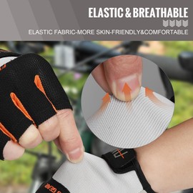 FEIWOOD GEAR Cycling Gloves Elastic Half Finger Bicycle Gloves Anti-Slip Shock Absorbing Padded MTB/Road Biking Gloves for Men/Women