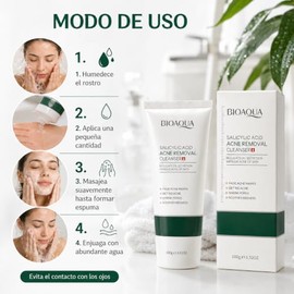 BIOAQUA Limpiador Facial con Ácido Salicílico, 100 g, para Acné y Poros, Piel Grasa y Mixta
