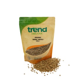 Trend Organic Green Lentils Ideal for Soups, Salads, and Main Courses with Its Hıgh Fibre, High Protein Content, Certified Organic, Vegan, Non-GMO, No Perservatives or No Additives, Raw, 500g