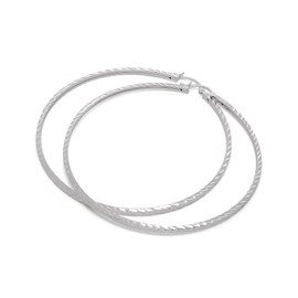 Sterling Silver Diamond Cut 2mm Square 40mm Hoop Earrings