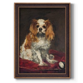 Renditions Gallery Animal Wall Art Bronze & Gold Framed Home Decorations Cavalier King Charles Dog by Edouard Manet Abstract Art Paintings for Bedroom Dining Living Room Office Home Kitchen Wall Decor - 29"X41"