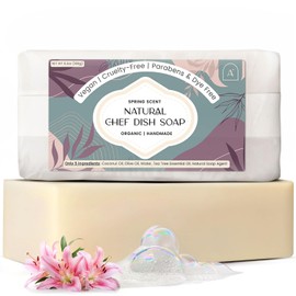 AURA NEST All Natural Dish Soap Bars - Bar Soap for Dishes, Biodegradeable Dish Soap Block, Kitchen Soap, All Natural Non Toxic, Low Waste Kitchen Dishwashing Bar Soap-Spring Scent (1 Pack, 6.3oz)