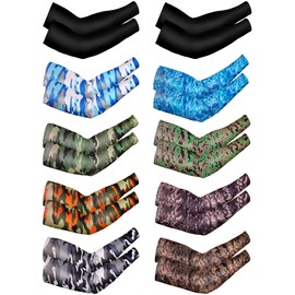 Bememo - 10 pares de mangas unisex para brazos, protección UV, funda elástica de seda de hielo, para exteriores, conducción y ciclismo (juego de colores 1)