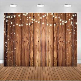CHAIYA 10X8FT Brown Wood Backdrops for Photography Rustic Glitter Wood Backdrop Bridal Shower Baby Shower Banners Photo Booth Studio Props
