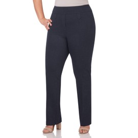 Rekucci Curvy Woman Secret Figure Knit Bootcut Plus Size Pant w/Tummy Control (14W Short, Indigo)
