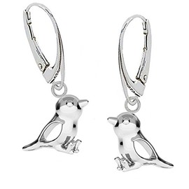 Mini Sparrow French Hook Earrings 925 Sterling Silver Children Women Girls Earrings, Sterling Silver, No Gemstone