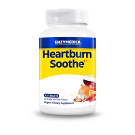 Enzymedica, Heartburn Soothe, bei Sodbrennen, Vanille-Orange-Geschmack, 42 vegane Kautabletten, hochdosiert, Laborgeprüft, Vegetarisch, Sojafrei, Glutenfrei, Ohne Gentechnik